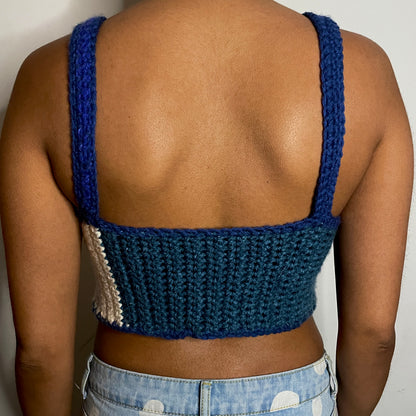 blues v-neck crochet tank