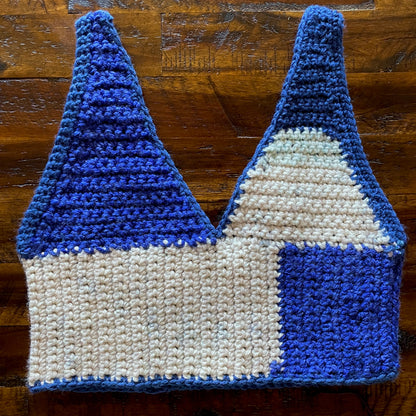 blues v-neck crochet tank