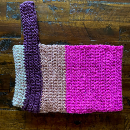 magenta one-shoulder crochet top