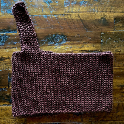 brown one-shoulder crochet top